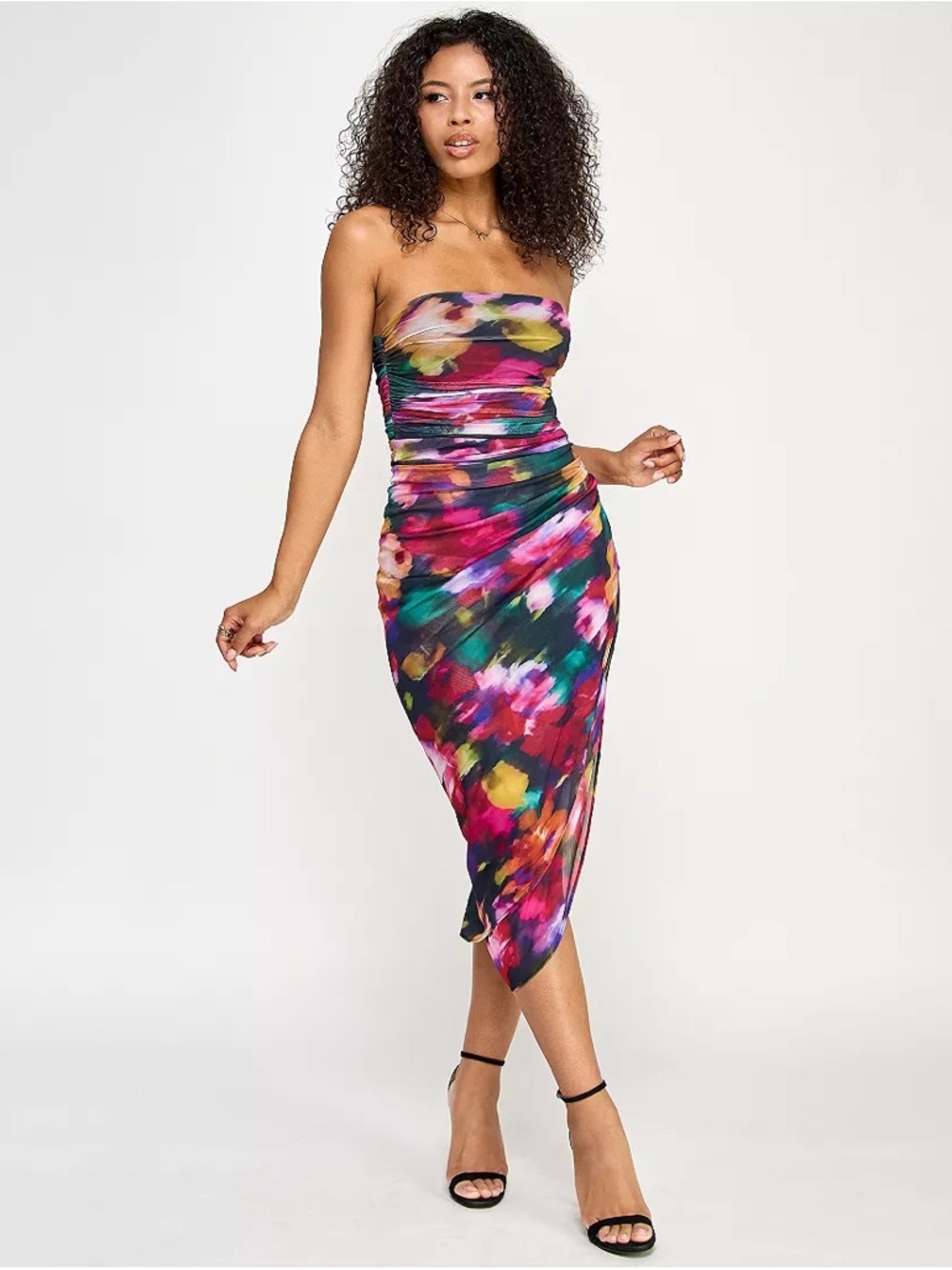 Printed Strapless Midi Dress (NWT)